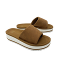 Gwen Saddle platform memory sandal with cushioned brown strap
