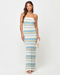 Gold Coast | Badge:New Arrival_#B2AC88_#ffffff'
LSPACE Hallie Maxi in Gold Coast stripe, front view on model carrying woven bag.