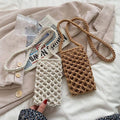 Handcrafted Braided Crossbody Bag: BROWN