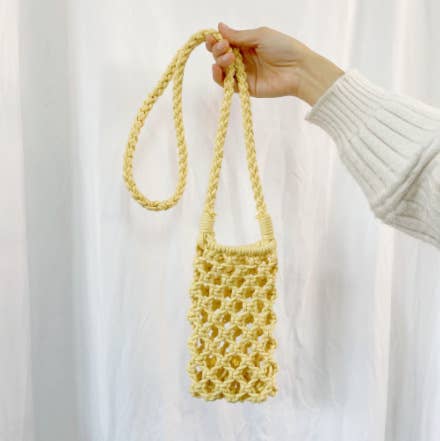 Handcrafted Braided Crossbody Bag: BROWN