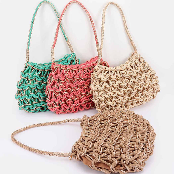 Handmade Metallic and Cotton Braided Bag: IV