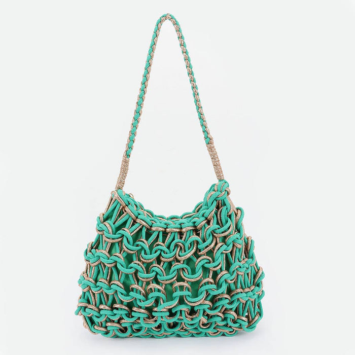 Handmade Metallic and Cotton Braided Bag: IV