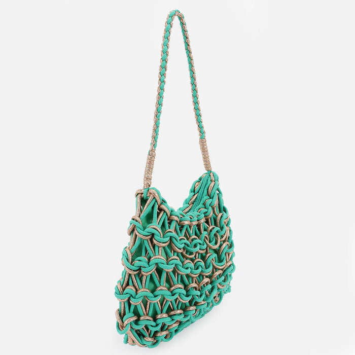 Handmade Metallic and Cotton Braided Bag: IV