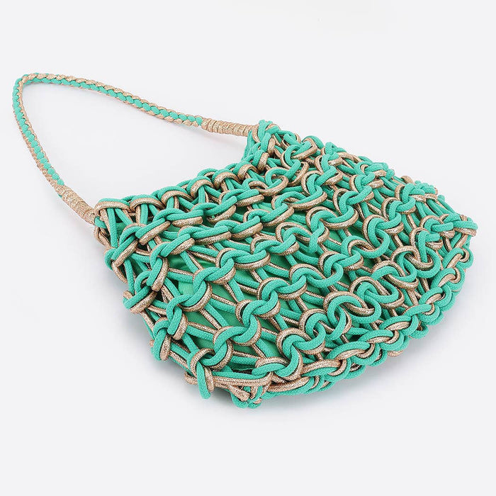 Handmade Metallic and Cotton Braided Bag: IV