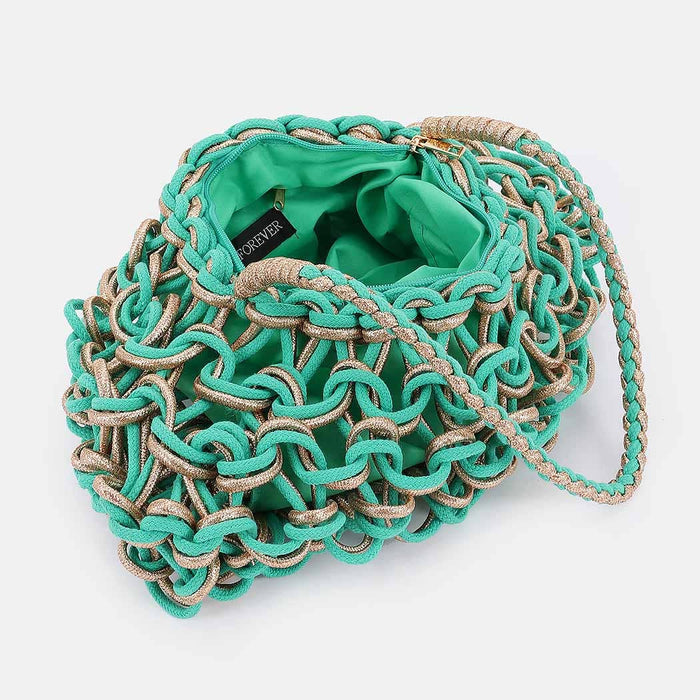 Handmade Metallic and Cotton Braided Bag: IV