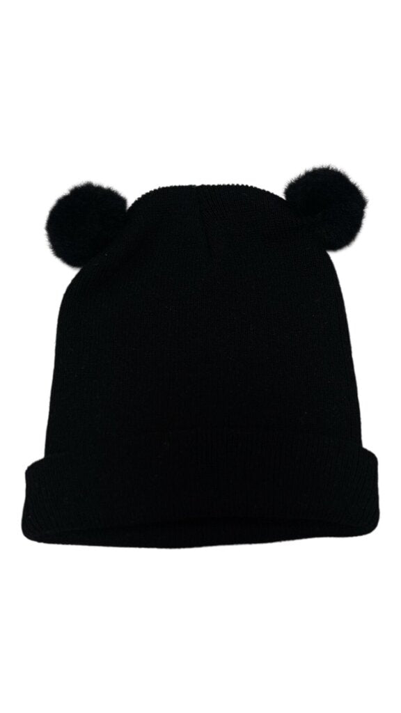 Hat With Pom Ears/Black