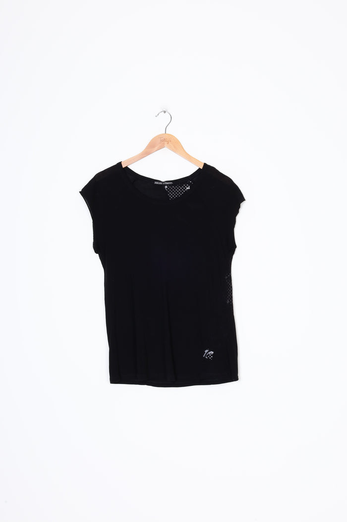 Helen Cherry Womens Black T-shirt Size S