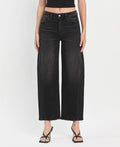 High Rise Black Barrel Pant