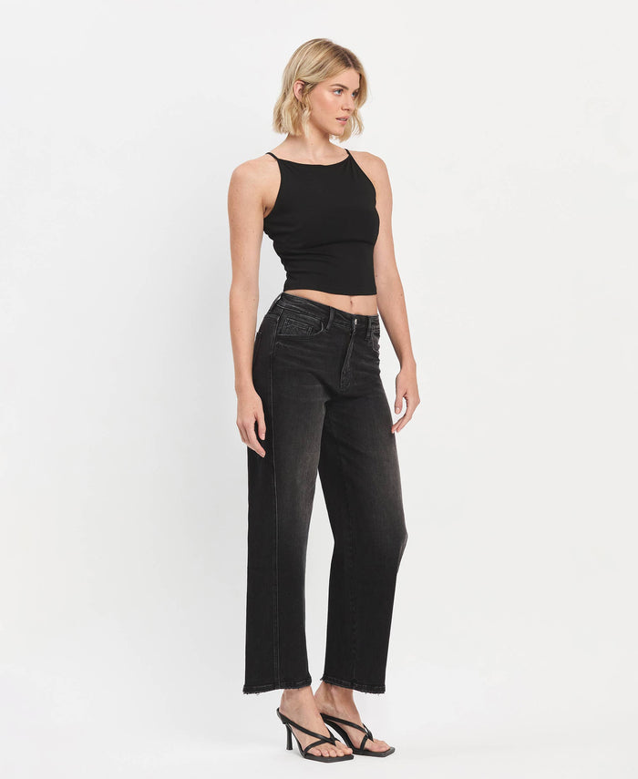 High Rise Black Barrel Pant