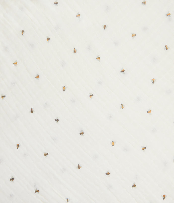 Hooded Towel Muslin Cream Bees