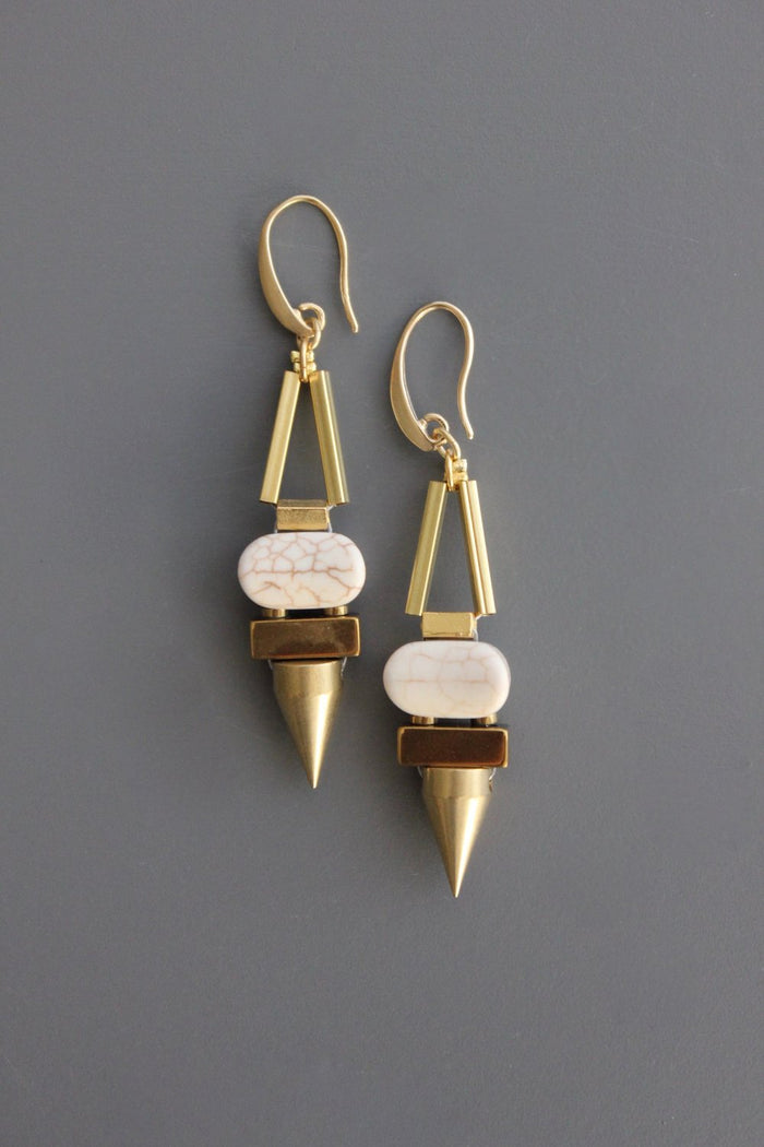 Hook Drop Magnesite and Plated Hematite Earrings