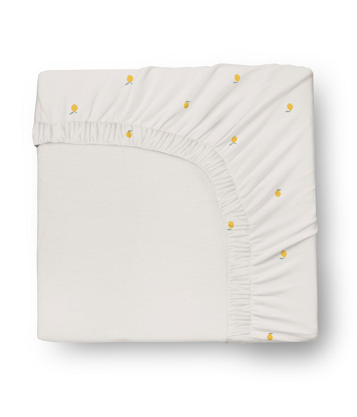 HushDry™ 2-in-1 Waterproof Fitted King Single Sheet Viscose from Bamboo Cream Lemons
