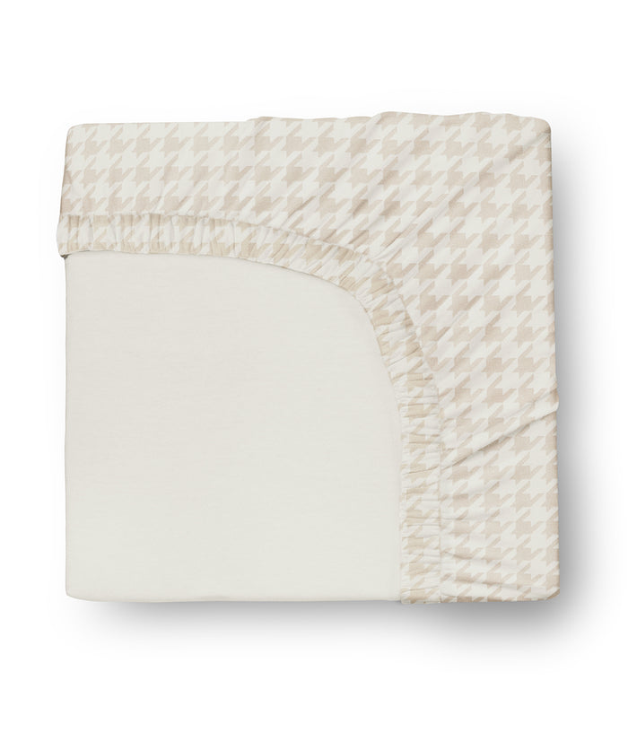 HushDry™ 2-in-1 Waterproof Fitted Queen Sheet Viscose from Bamboo Tan Houndstooth