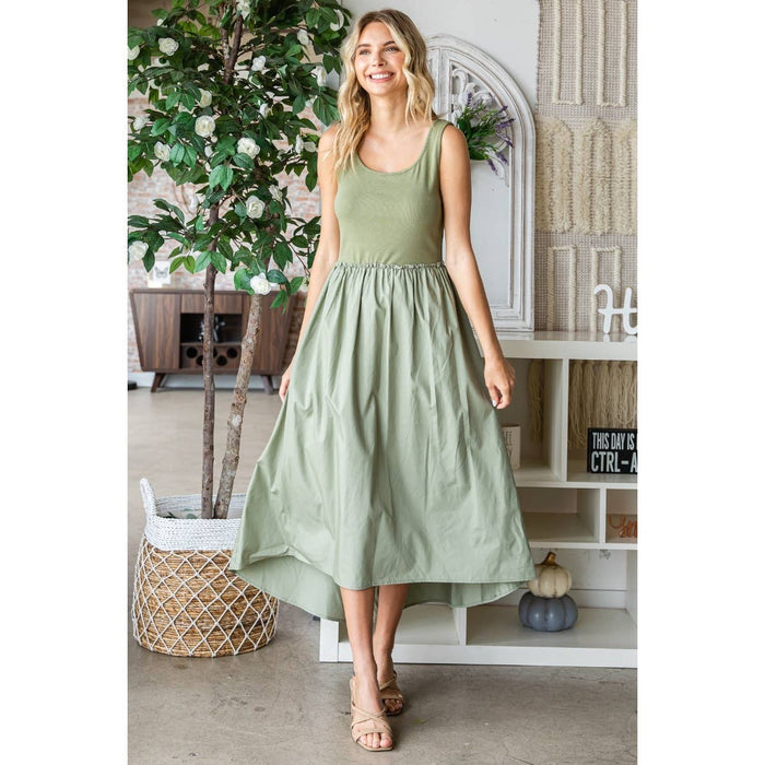 Knit top and Parachute Skirt  Dress: Olive