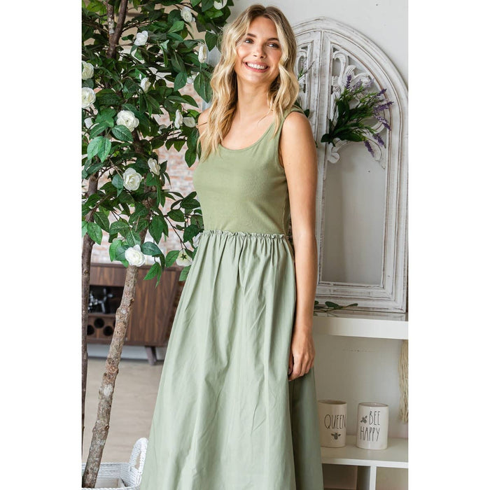 Knit top and Parachute Skirt  Dress: Olive