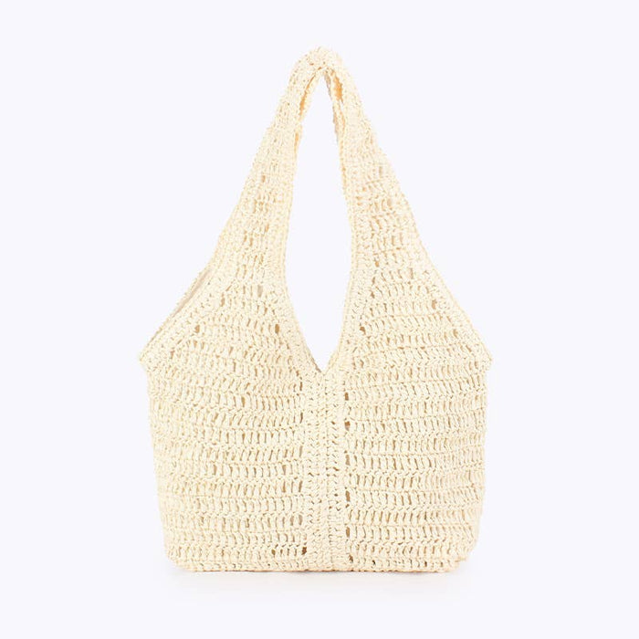 Knotted Handle Woven Shoulder Bag: CAMEL / One Size