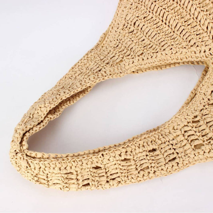 Knotted Handle Woven Shoulder Bag: CAMEL / One Size
