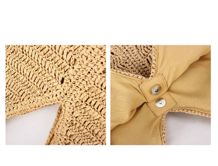Knotted Handle Woven Shoulder Bag: CAMEL / One Size