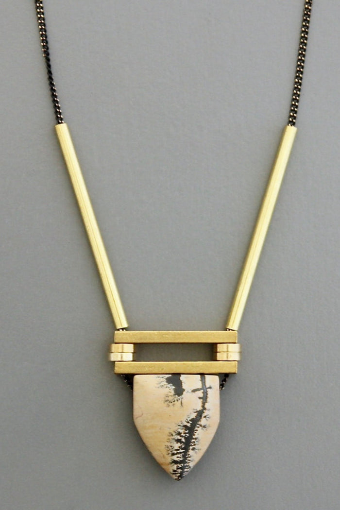 Landscape Jasper and Brass Necklace