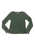 long sleeve half button ribbed shirt