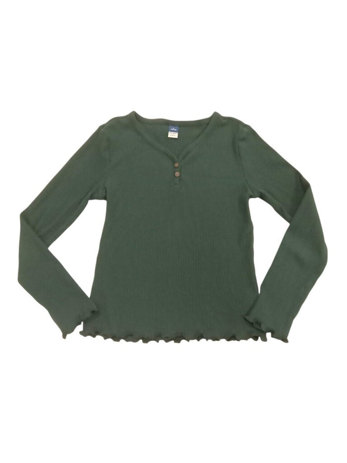 long sleeve half button ribbed shirt