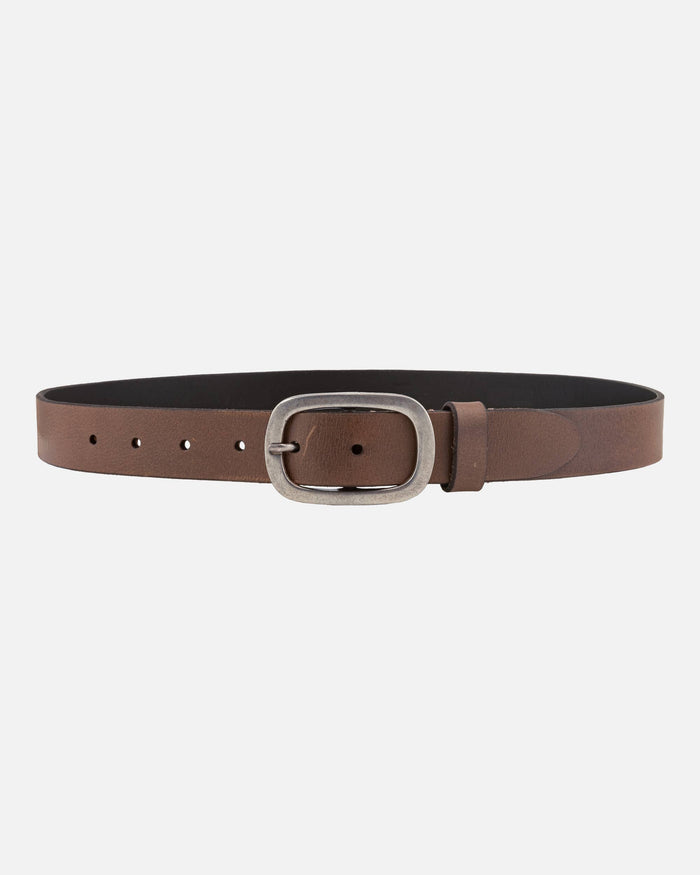 LT. BROWN Classic Leather Belt with Antique Buckle