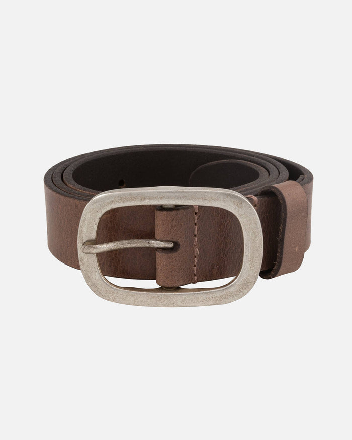 LT. BROWN Classic Leather Belt with Antique Buckle