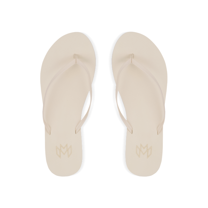 Lux Ash minimalist flip flop with thin strap and arch support in off white