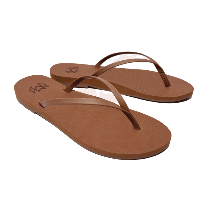 Lux Sinead minimalist flip flop with thin strap and arch support in light brown
