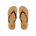 Marley Bronze flip flop with memory foam and arch support in brown metallic strap with beige footbed