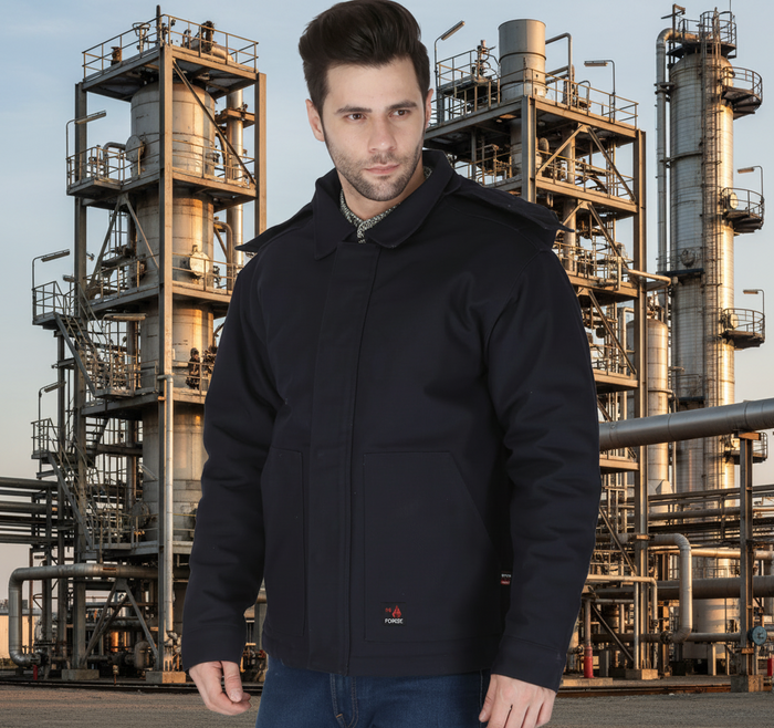 Men's Navy Forge FR Insulated Duck Jacket W/ Detachable Hood MFRIJDH