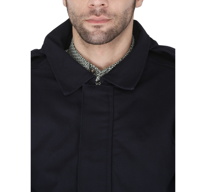 Men's Navy Forge FR Insulated Duck Jacket W/ Detachable Hood MFRIJDH