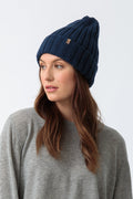 Merino Thick Rib Beanie, Dark Blue