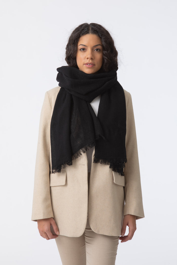 Merino Woven Scarf, Black