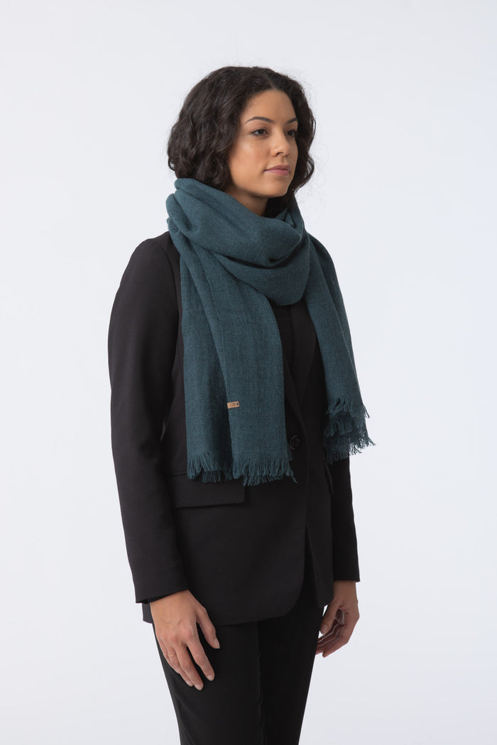 Merino Woven Scarf, Dragonfly Green