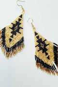 Miyuki Beaded Fringe Earrings - Night