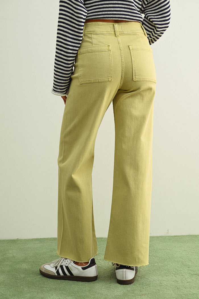 MMP623   STRAIGHT WIDE LEG DENIM PANTS: ECRU / L