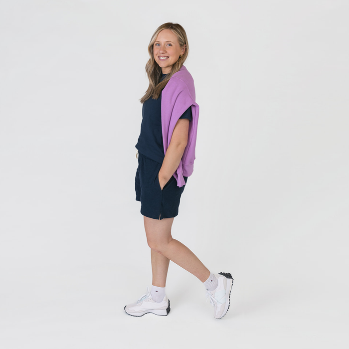 Mod Adult Shorts - 100% GOTS Certified Organic Cotton Shorts - Navy - Teens and Adults - Men and Women - Made in Canada - mini mioche