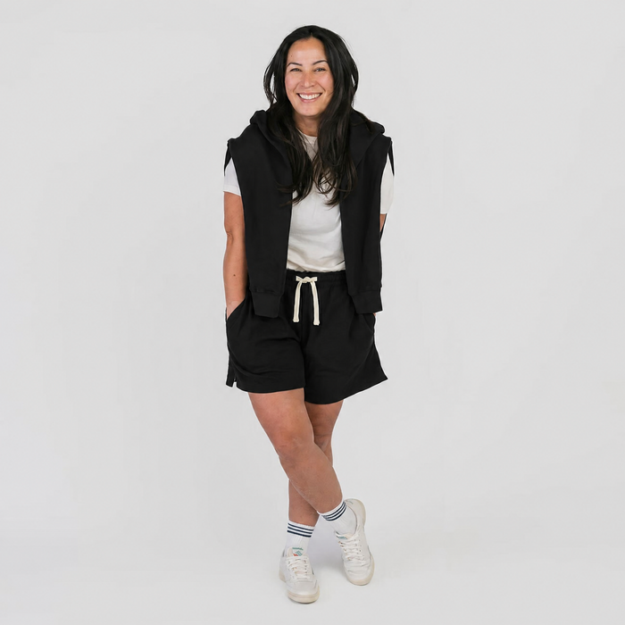 Mod Adult Shorts - 100% GOTS Certified Organic Cotton Shorts - Black - Teens and Adults - Men and Women - Made in Canada - mini mioche