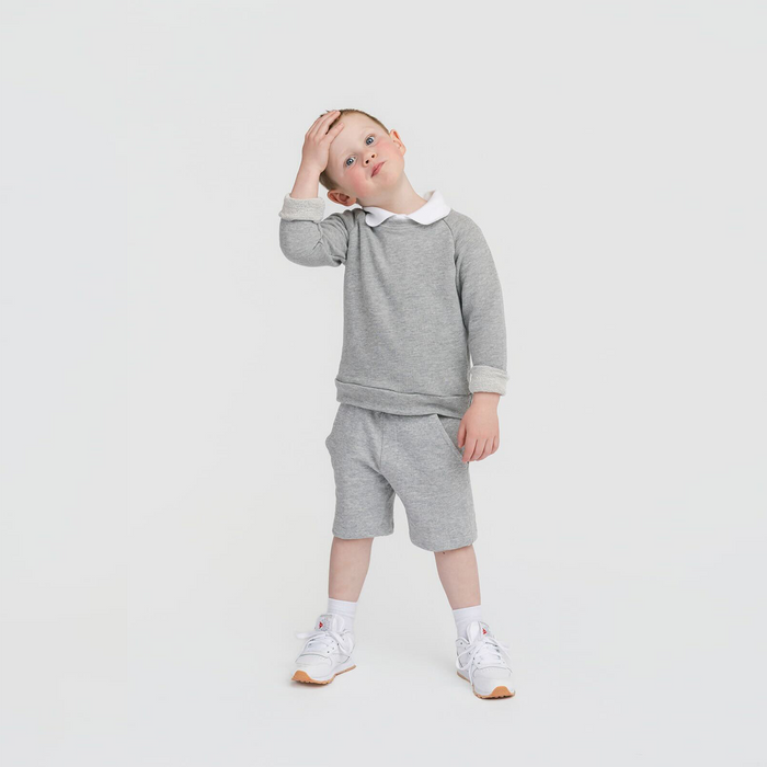 Mod Bermuda Shorts - 100% GOTS-Certified Organic Cotton Shorts - Heather Grey - Made in Canada - Toddlers and Kids and Teens - mini mioche