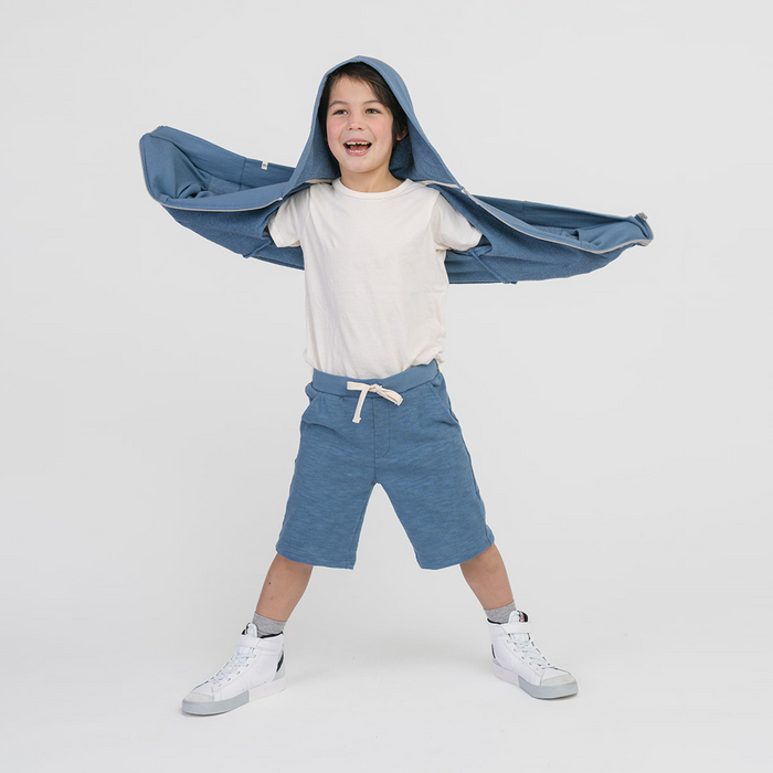 Mod Bermuda Shorts - 100% GOTS-Certified Organic Cotton Shorts - River - Toddlers and Kids and Teens - mini mioche