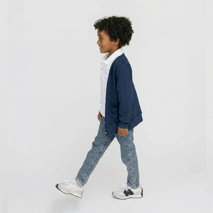 100% Organic Cotton Kids Cardigan - Mod Cardi - Navy - Babies Toddlers and Kids - mini mioche