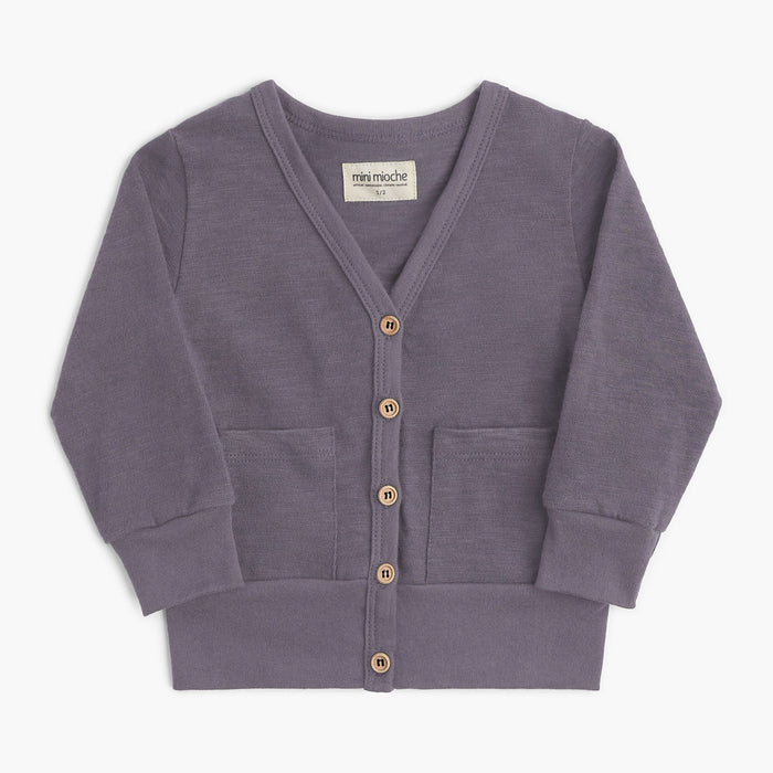 100% Organic Cotton Kids Cardigan - Mod Cardi - Vintage Plum - Babies Toddlers and Kids - mini mioche