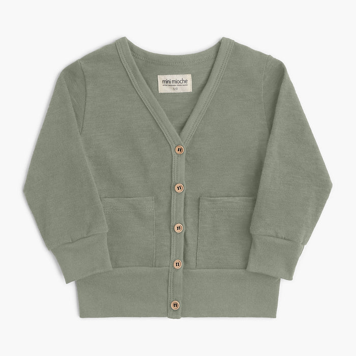 100% Organic Cotton Kids Cardigan - Mod Cardi - Thyme - Babies Toddlers and Kids - mini mioche