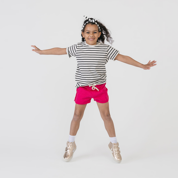 Mod Play Short - 100% GOTS-Certified Organic Cotton Shorts - Freesia - Made in Canada - Toddler and Kids and Teens - mini mioche