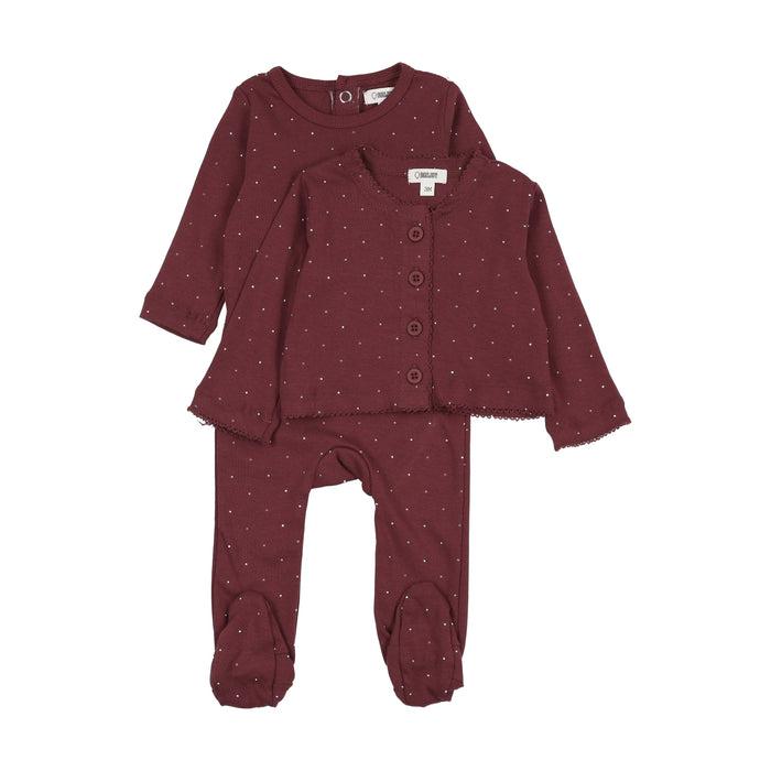 Multi-Rhinstone Footie W/ Cardigan