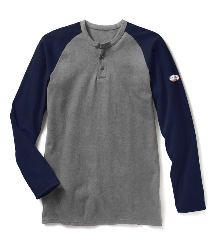 Navy-Gray Long Sleeve FR Two-Tone Henley T Shirt CFR0401NV/GY
