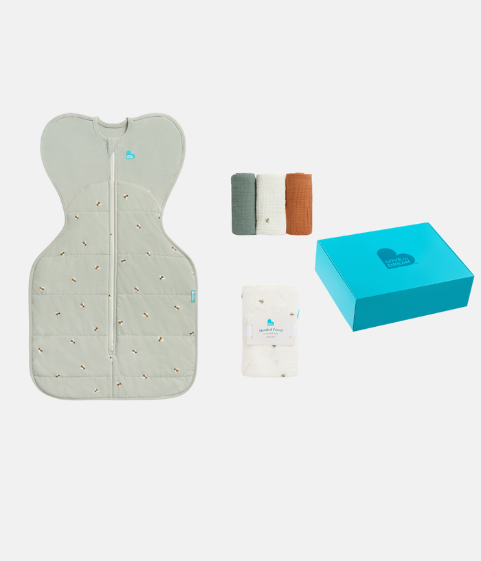 Newborn Gift Bundle | Swaddle Up, Towel, Wash Cloth | Olive with Box