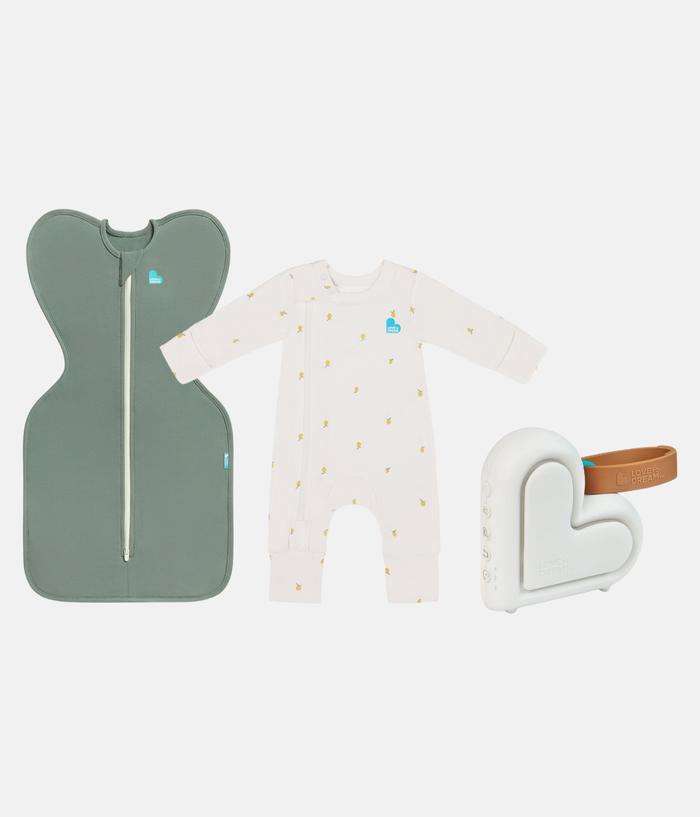 Newborn Starter Gift Bundle | Swaddle | Romper | Sleep Machine | 1.0 TOG | Olive | Cream Lemons