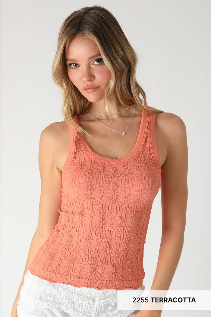 NS8458 - Reversible Lace Textured Tank Top: 2251 Crown Blue